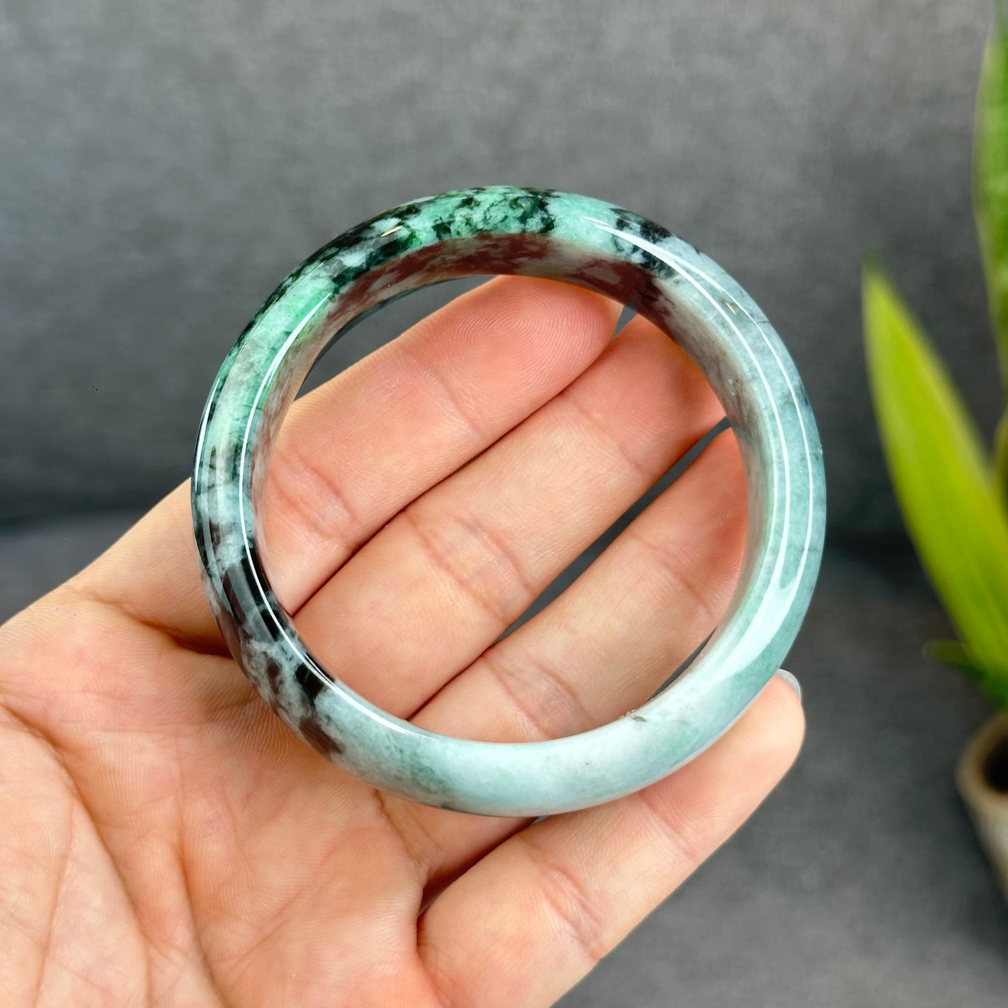 Bracelet Jadeite Jade Style Feuille Taille 58 mm