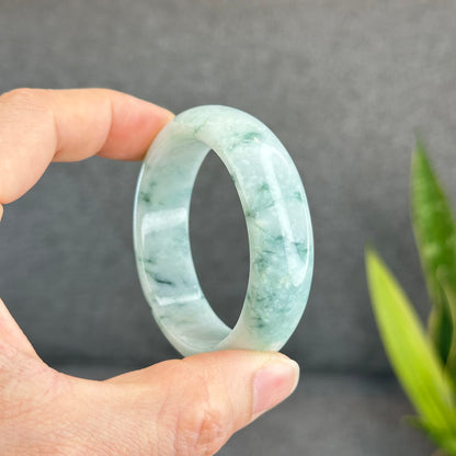 Bracelet en jade de jadéite verte florale Style feuille Taille 51 mm