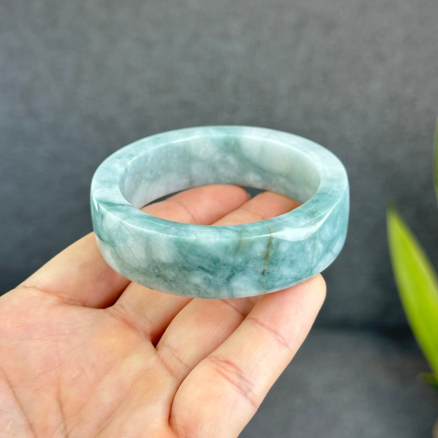 Natural Jadeite Jade Bangle Square Style Size 53 mm