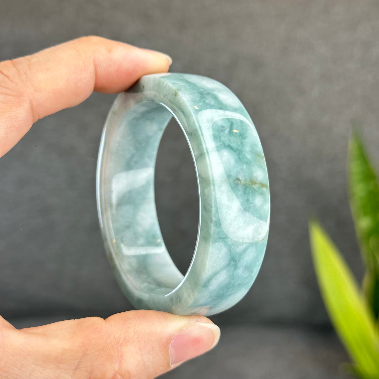 Natural Jadeite Jade Bangle Square Style Size 53 mm