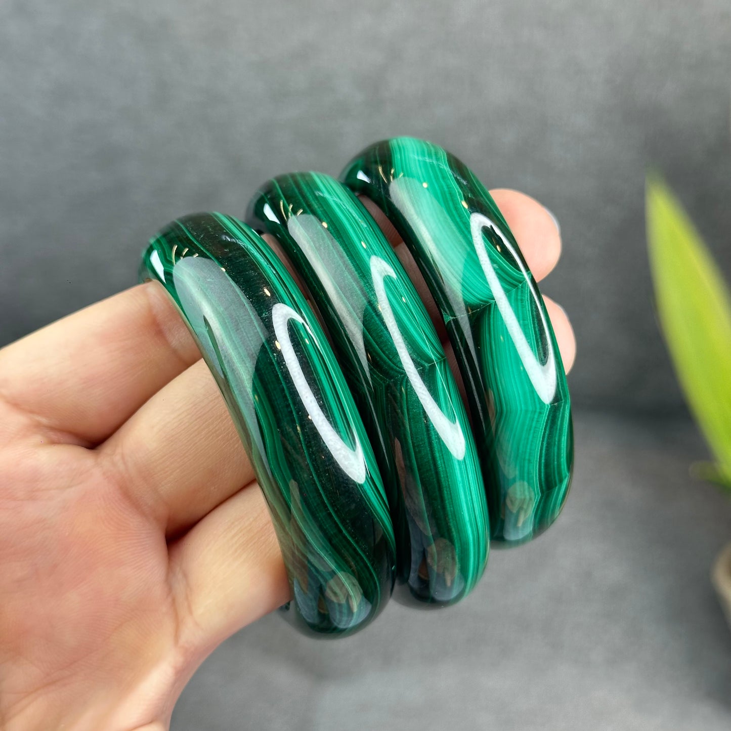 Bracelet Malachite Style Feuille Taille 58,7 mm