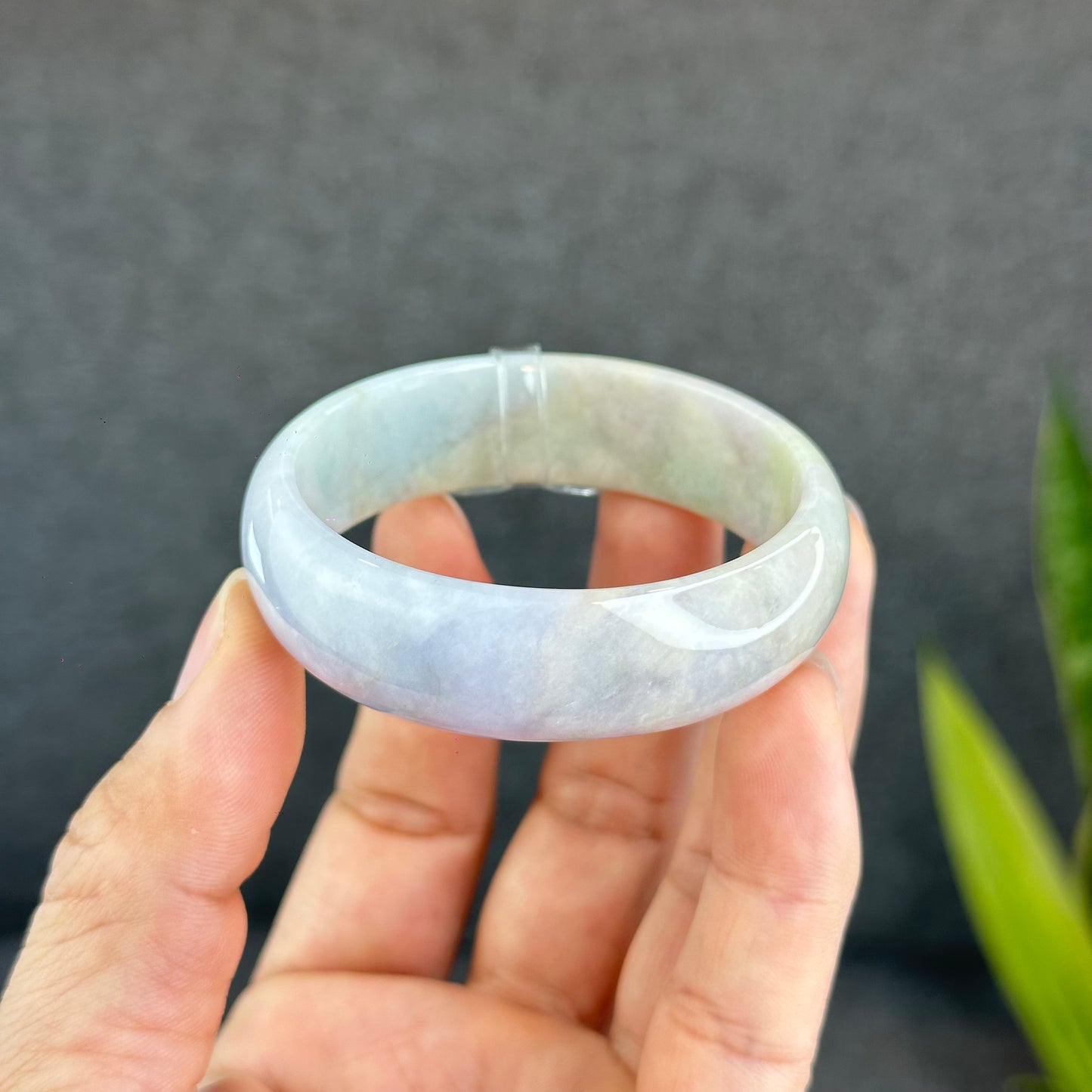 Natural Lavender Jadeite Jade Bangle Leaf Style Size 50.8 mm