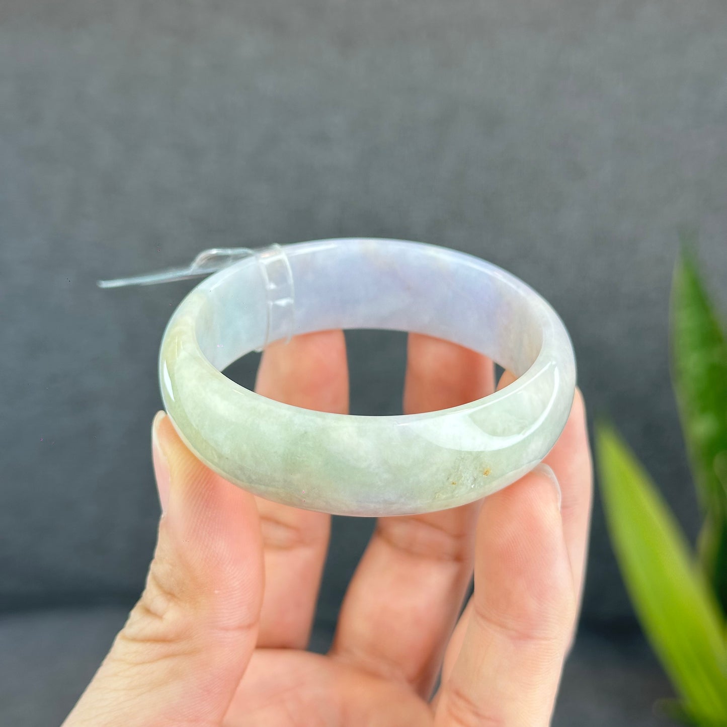 Natural Lavender Jadeite Jade Bangle Leaf Style Size 50.8 mm