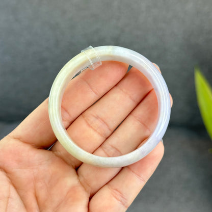 Natural Lavender Jadeite Jade Bangle Leaf Style Size 50.8 mm