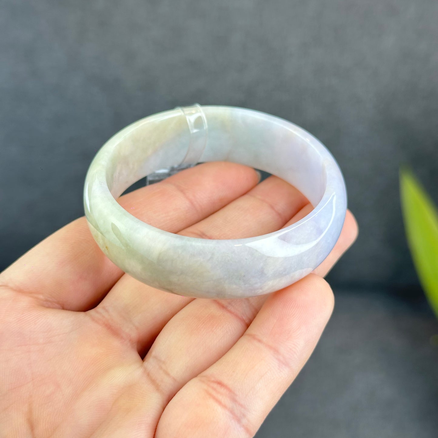 Natural Lavender Jadeite Jade Bangle Leaf Style Size 50.8 mm