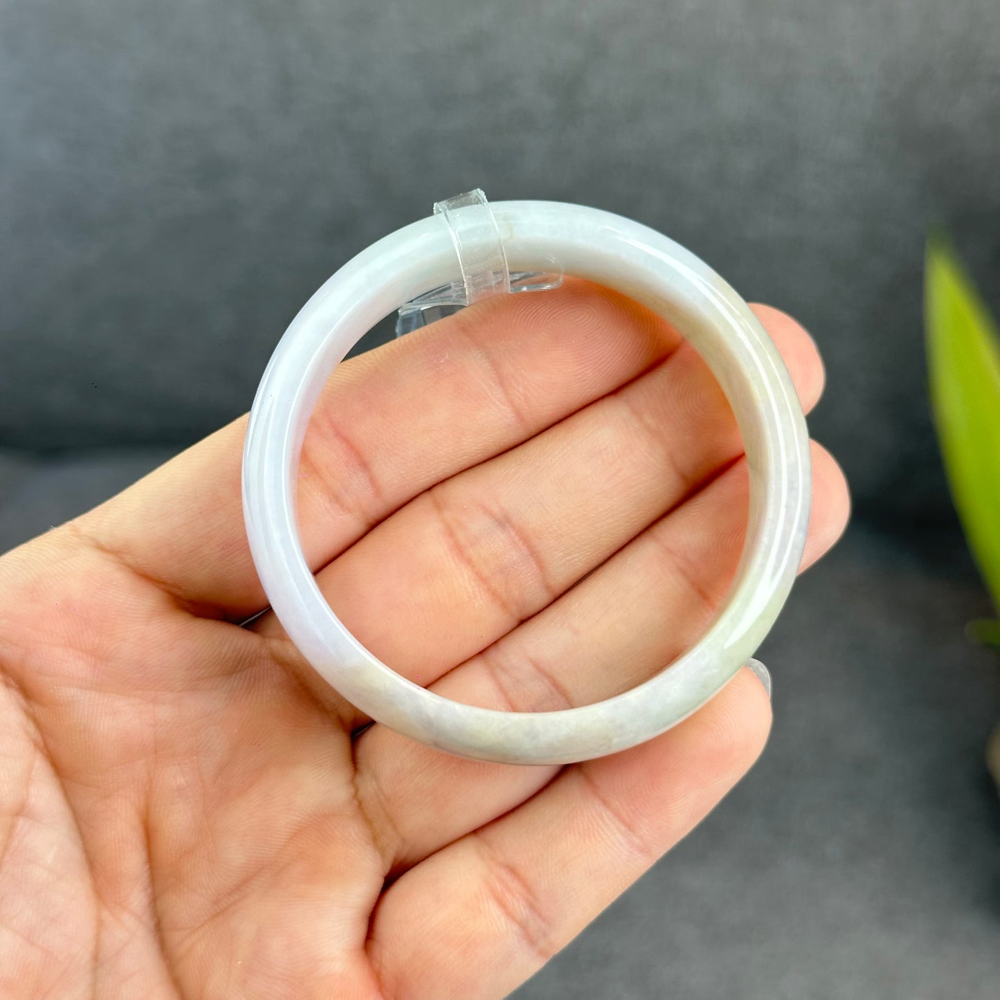 Natural Lavender Jadeite Jade Bangle Leaf Style Size 50.8 mm