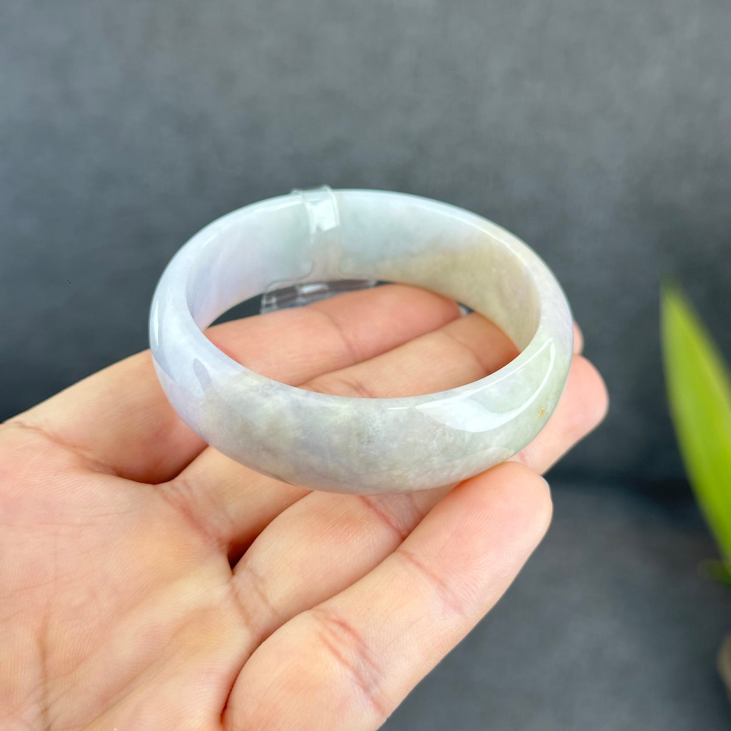 Natural Lavender Jadeite Jade Bangle Leaf Style Size 50.8 mm