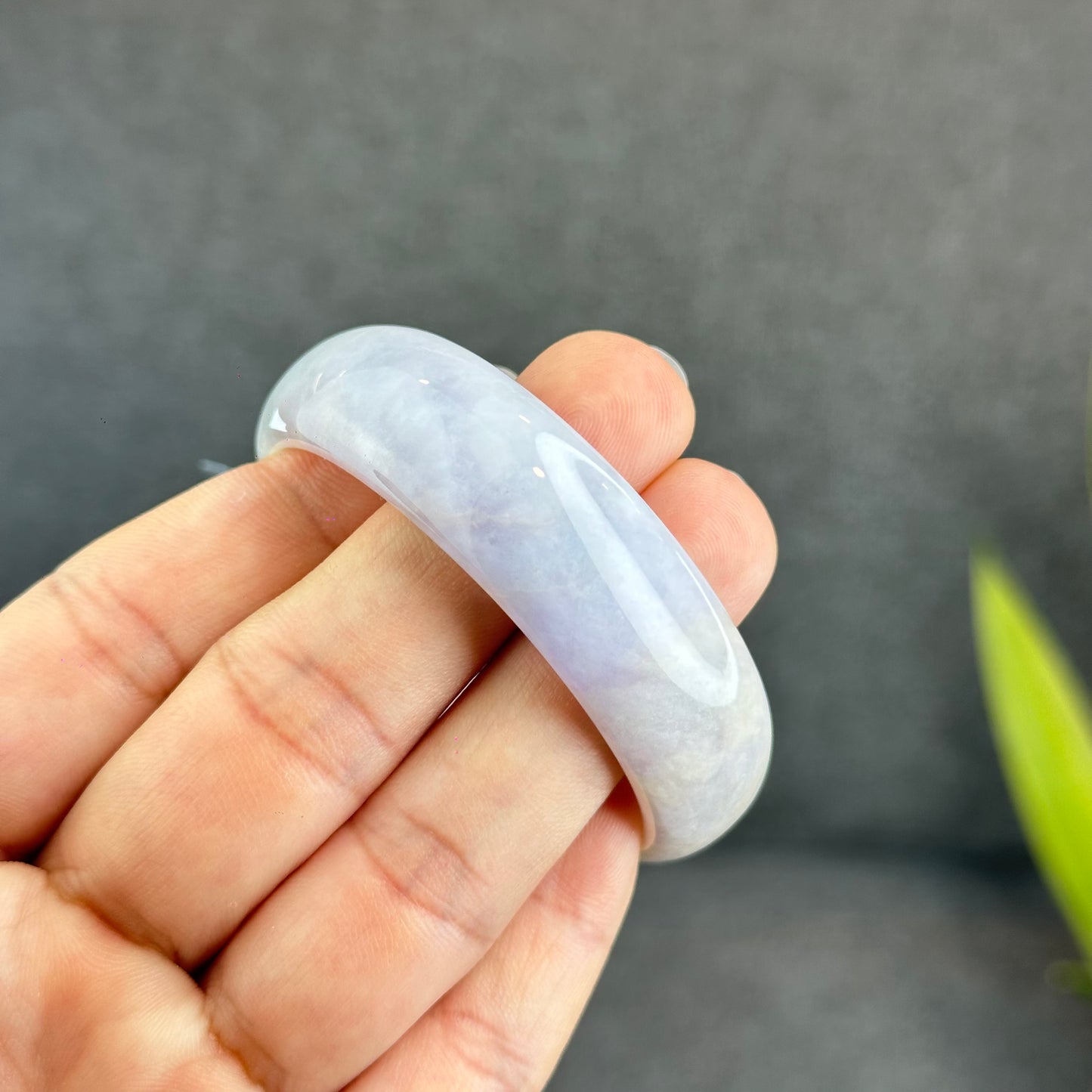 Natural Lavender Jadeite Jade Bangle Leaf Style Size 50.8 mm