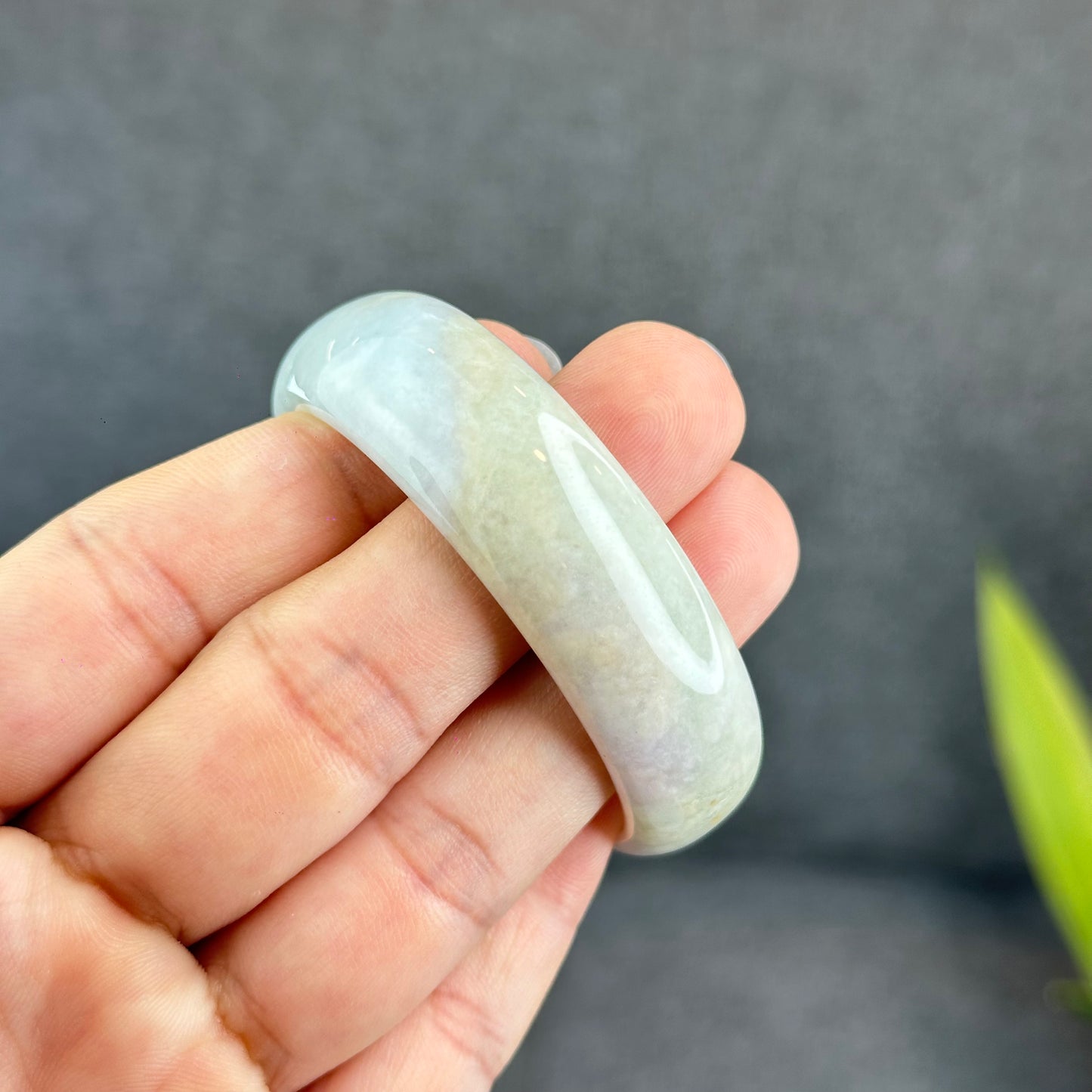 Natural Lavender Jadeite Jade Bangle Leaf Style Size 50.8 mm