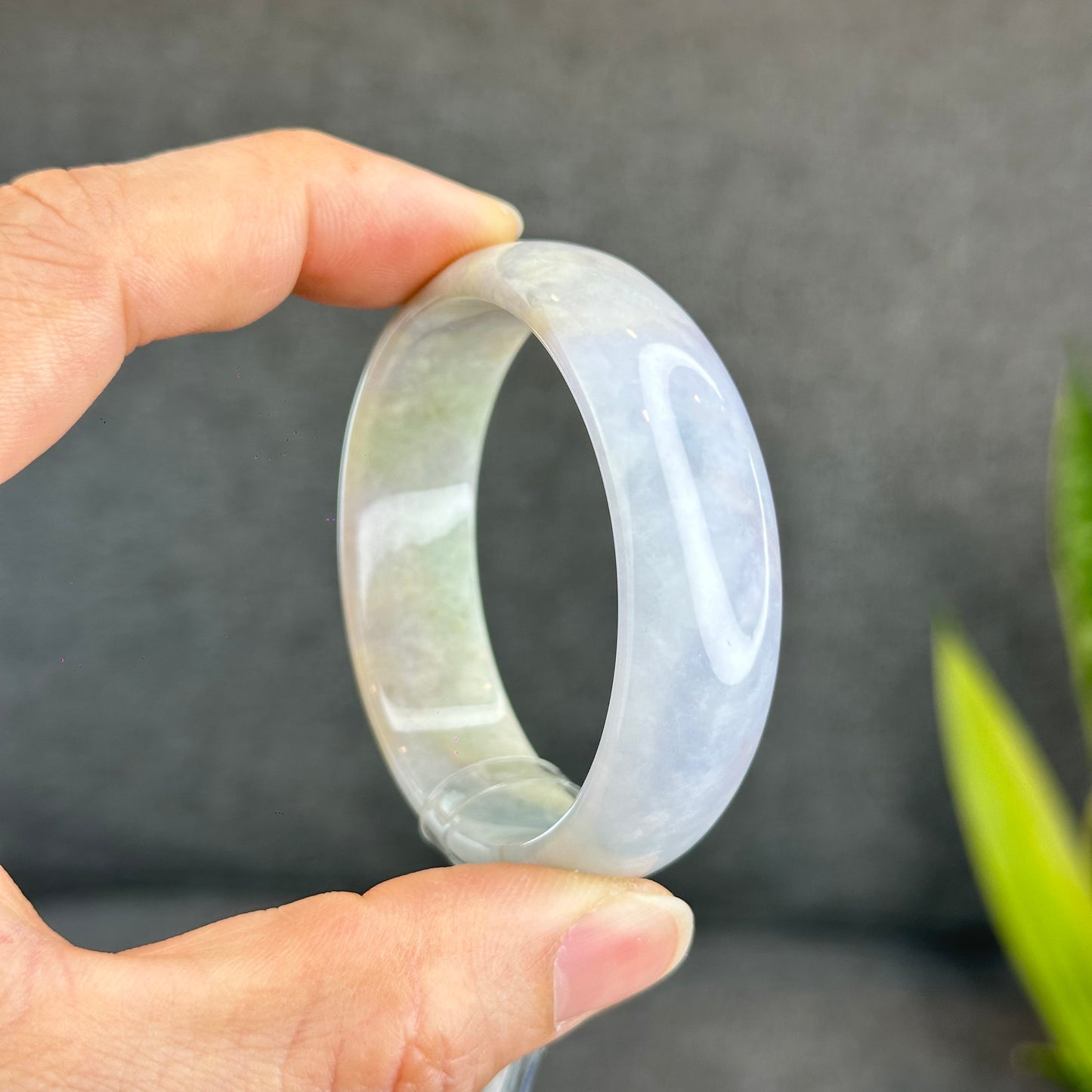 Natural Lavender Jadeite Jade Bangle Leaf Style Size 50.8 mm