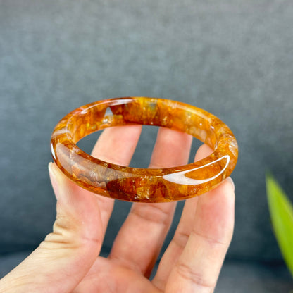 Bracelet de guérison doré en quartz de feu, style feuille, taille 56 mm
