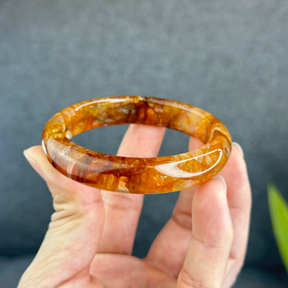 Bracelet de guérison doré en quartz de feu, style feuille, taille 56 mm