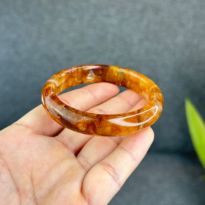 Bracelet de guérison doré en quartz de feu, style feuille, taille 56 mm