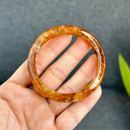 Bracelet de guérison doré en quartz de feu, style feuille, taille 56 mm