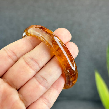 Bracelet de guérison doré en quartz de feu, style feuille, taille 56 mm