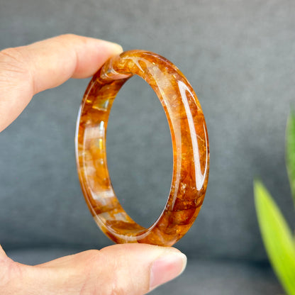 Bracelet de guérison doré en quartz de feu, style feuille, taille 56 mm