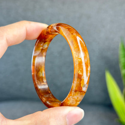 Bracelet de guérison doré en quartz de feu, style feuille, taille 56 mm