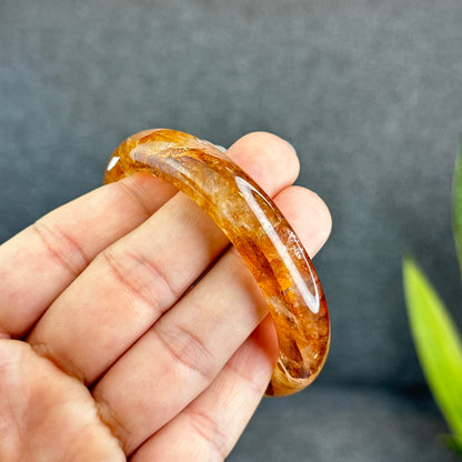 Natural Fire Quartz Golden Healer Bangle Leaf Style Size 57 mm