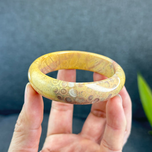 Natural Coral Bangle Leaf Style Size 57.7