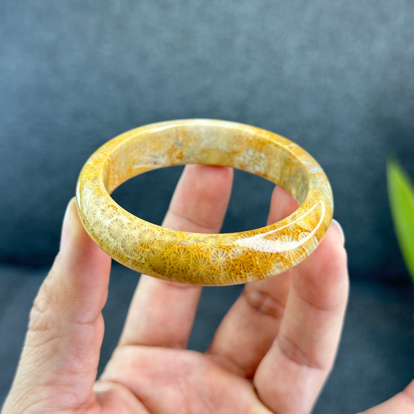 Natural Coral Bangle Leaf Style Size 53 mm