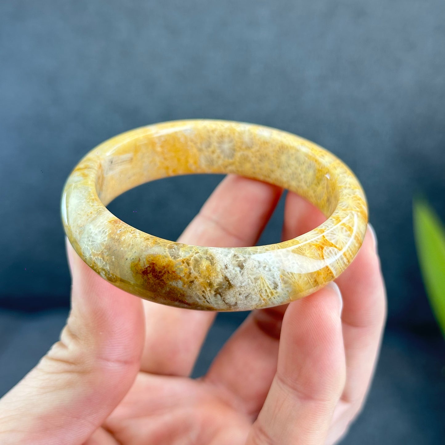 Natural Coral Bangle Leaf Style Size 53 mm