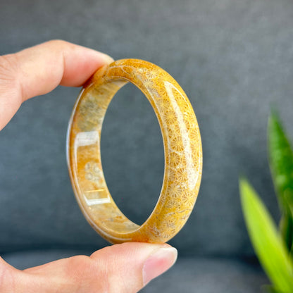 Natural Coral Bangle Leaf Style Size 53 mm