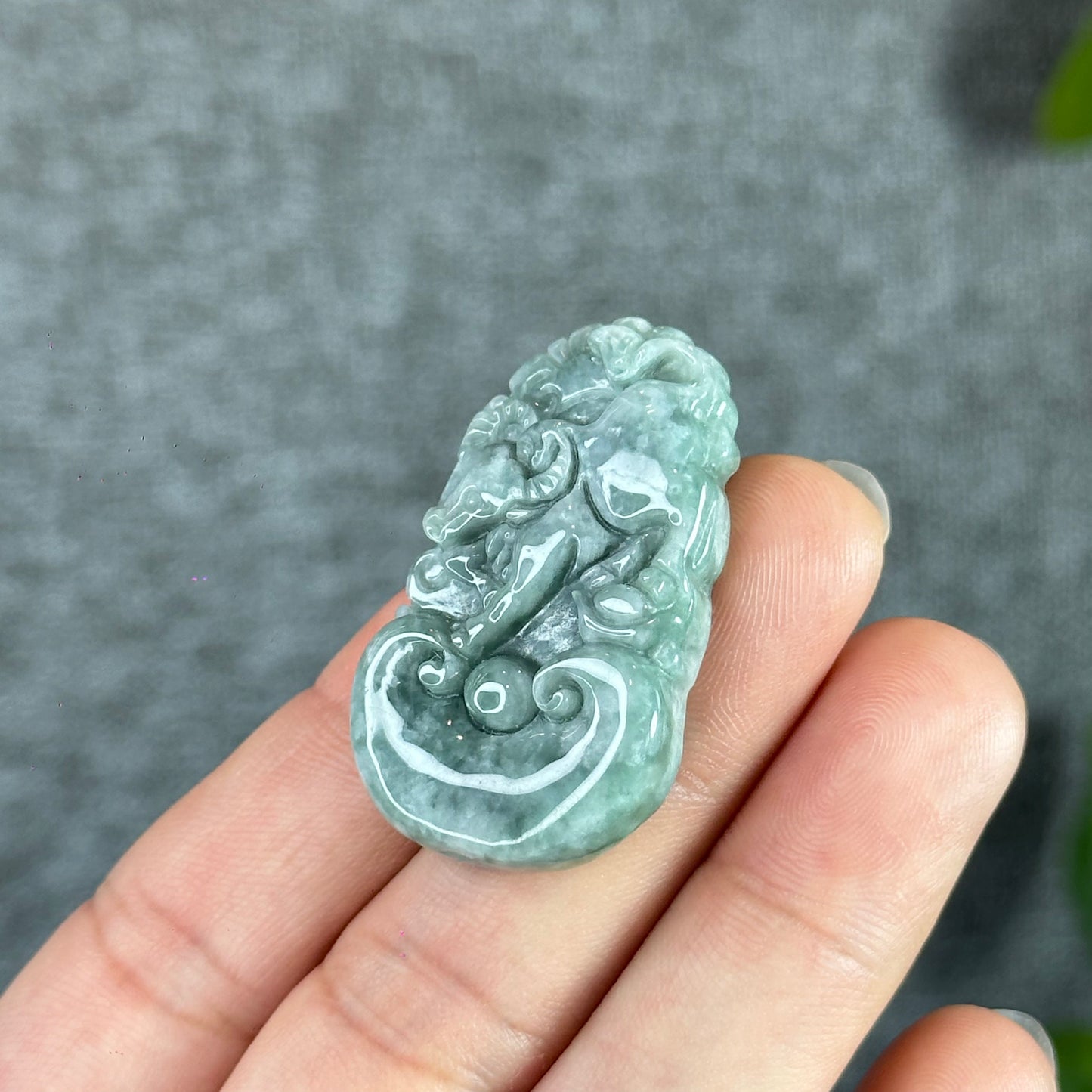 Ox Natural Jadeite Jade Carved Pendant