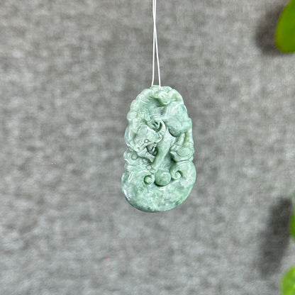 Ox Natural Jadeite Jade Carved Pendant