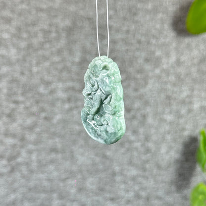 Ox Natural Jadeite Jade Carved Pendant