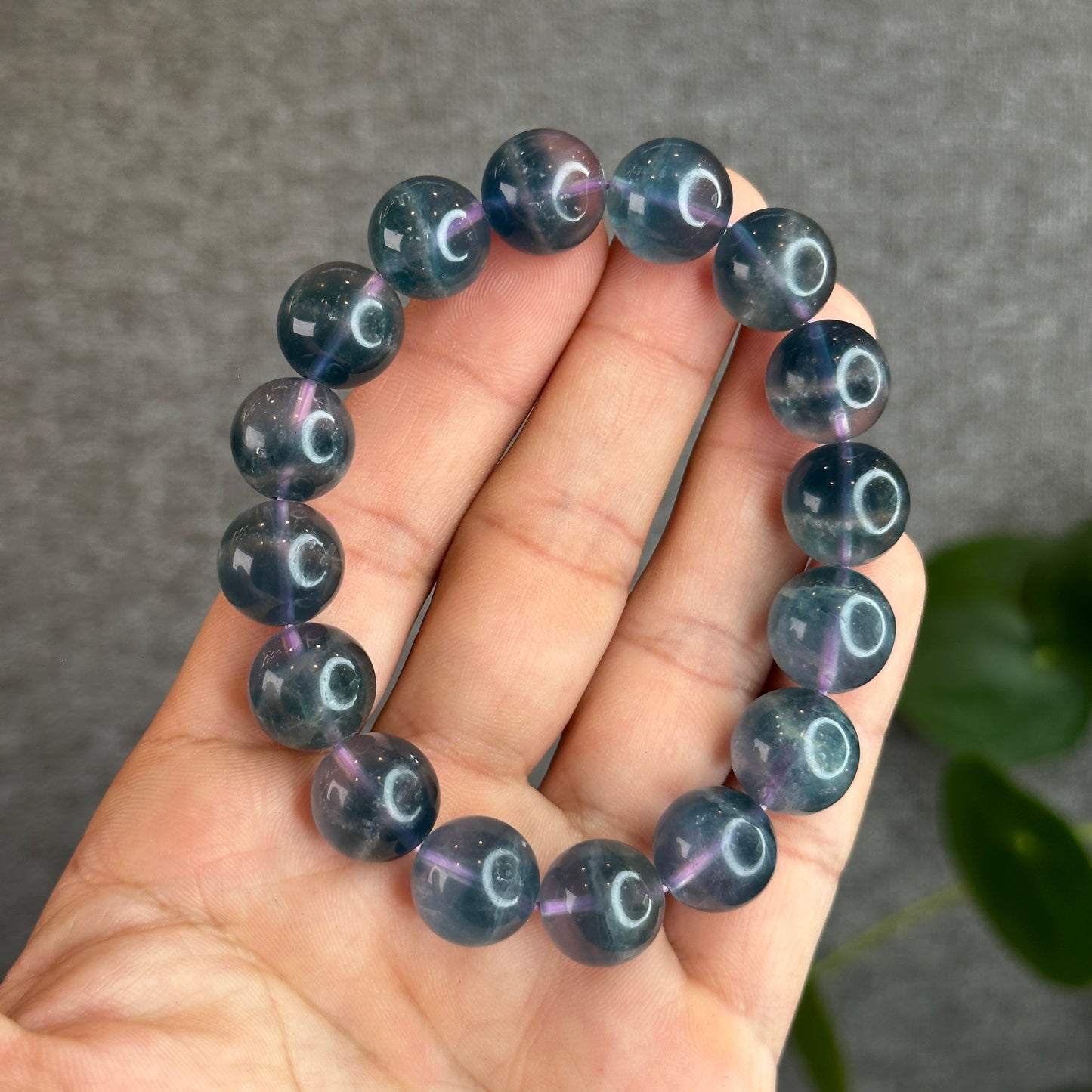 Dual Tone Dark Aura Fluorite Bracelet Size 13 mm