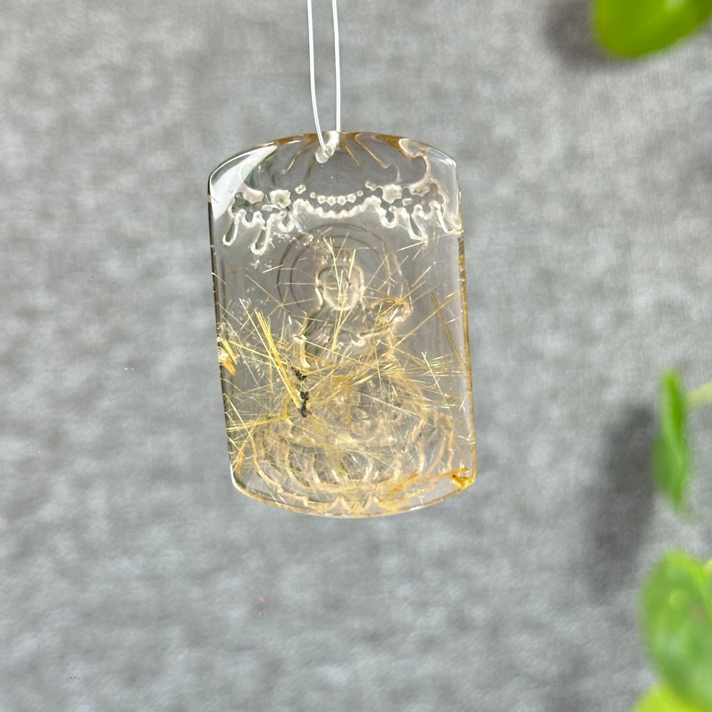 Pendentif en quartz rutilé naturel Bouddha de protection Dai The Chi