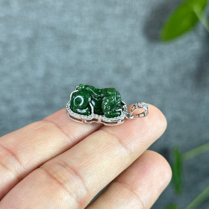 Pixiu Natural Nephrite Jade Pendant