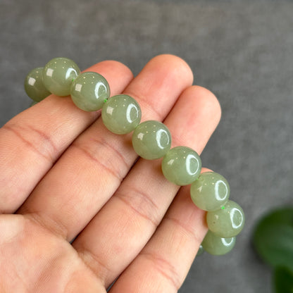 Light Green Hetian Nephrite Jade Bracelet Size 11 mm