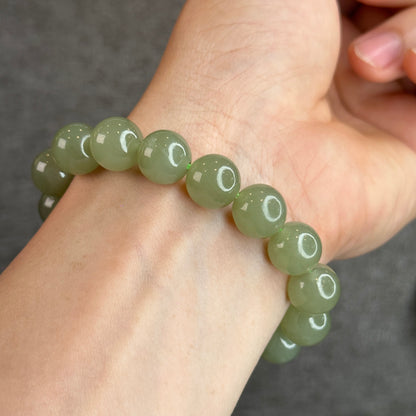 Light Green Hetian Nephrite Jade Bracelet Size 11 mm