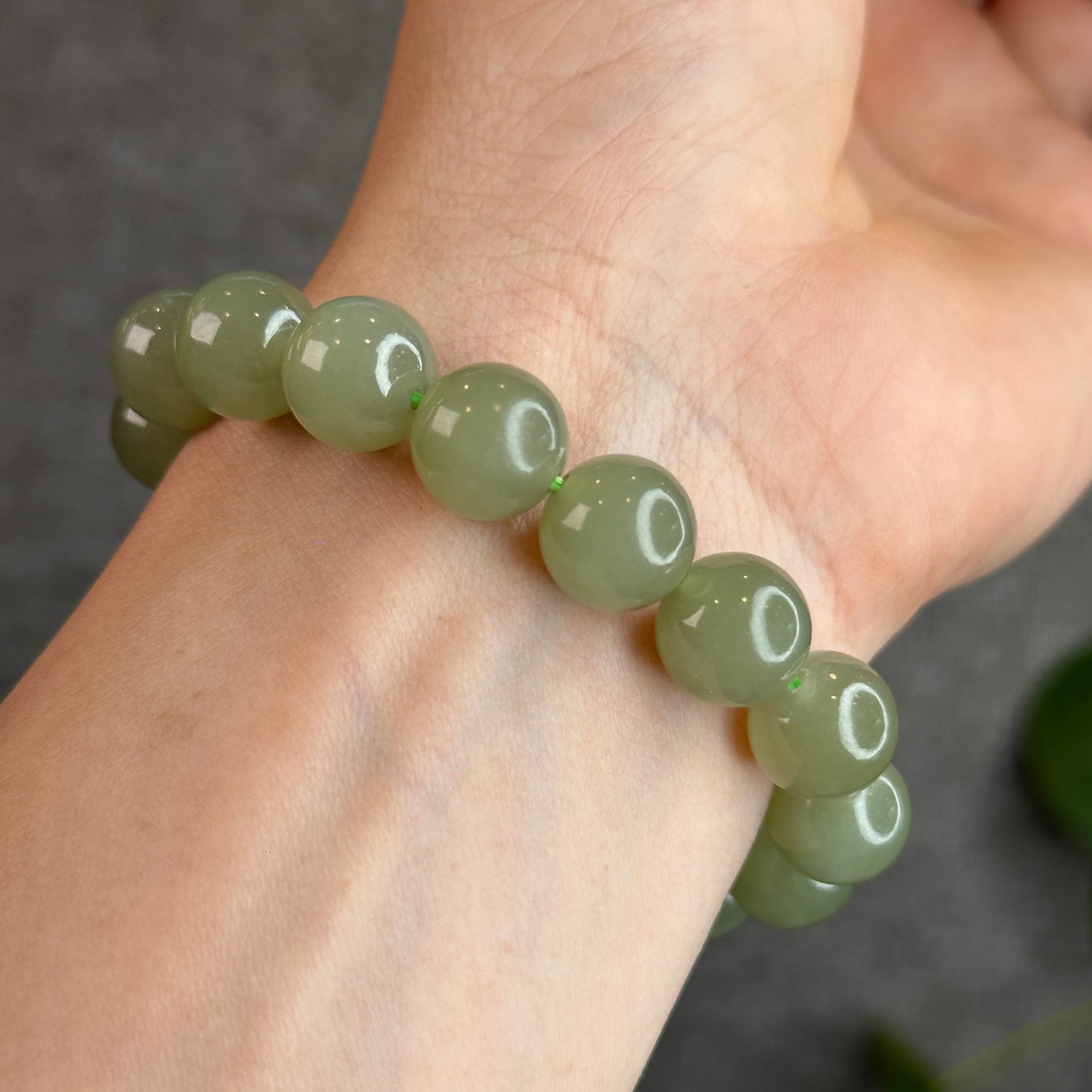 Light Green Hetian Nephrite Jade Bracelet Size 11 mm