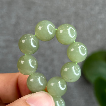 Light Green Hetian Nephrite Jade Bracelet Size 11 mm