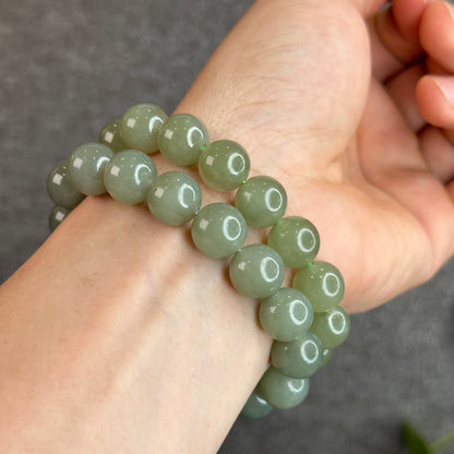 Light Green Hetian Nephrite Jade Bracelet Size 11 mm