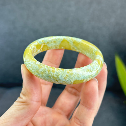 Natural Serpentine Bangle Leaf Style Size 54 mm