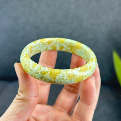 Natural Serpentine Bangle Leaf Style Size 54 mm