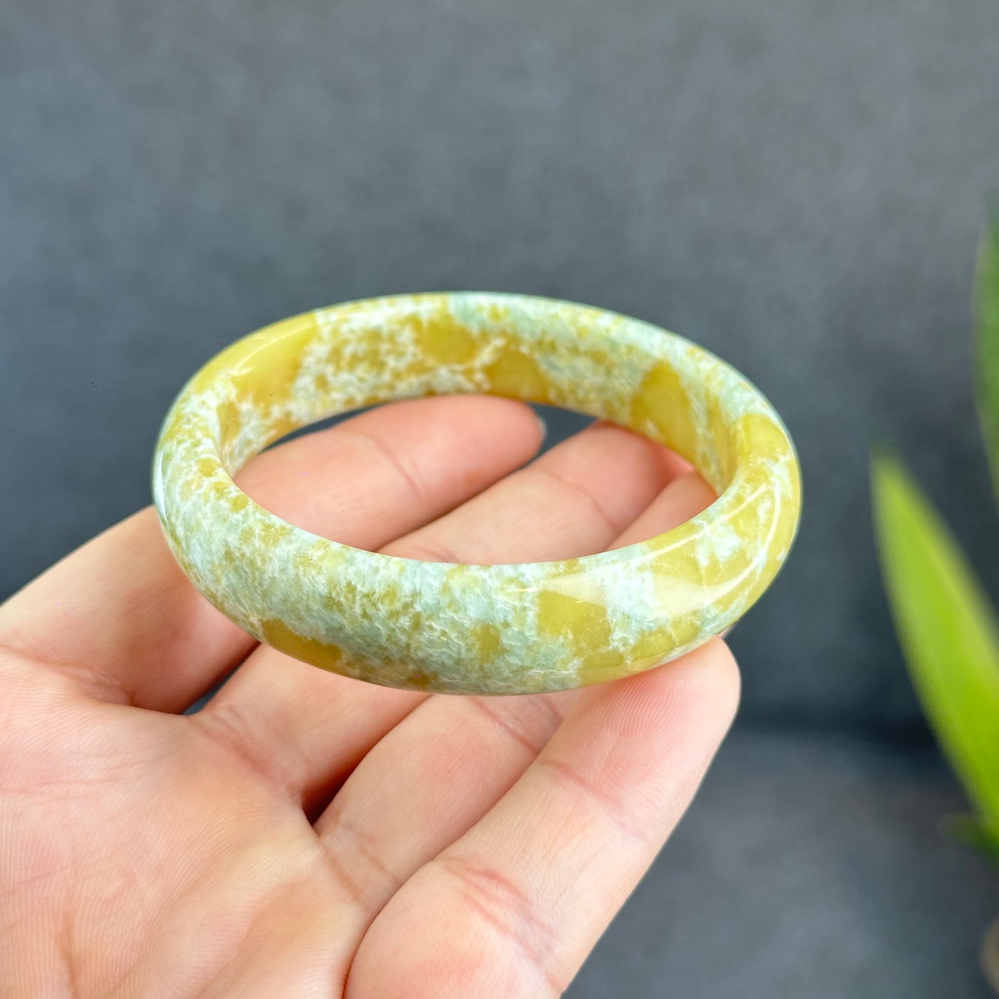 Natural Serpentine Bangle Leaf Style Size 54 mm