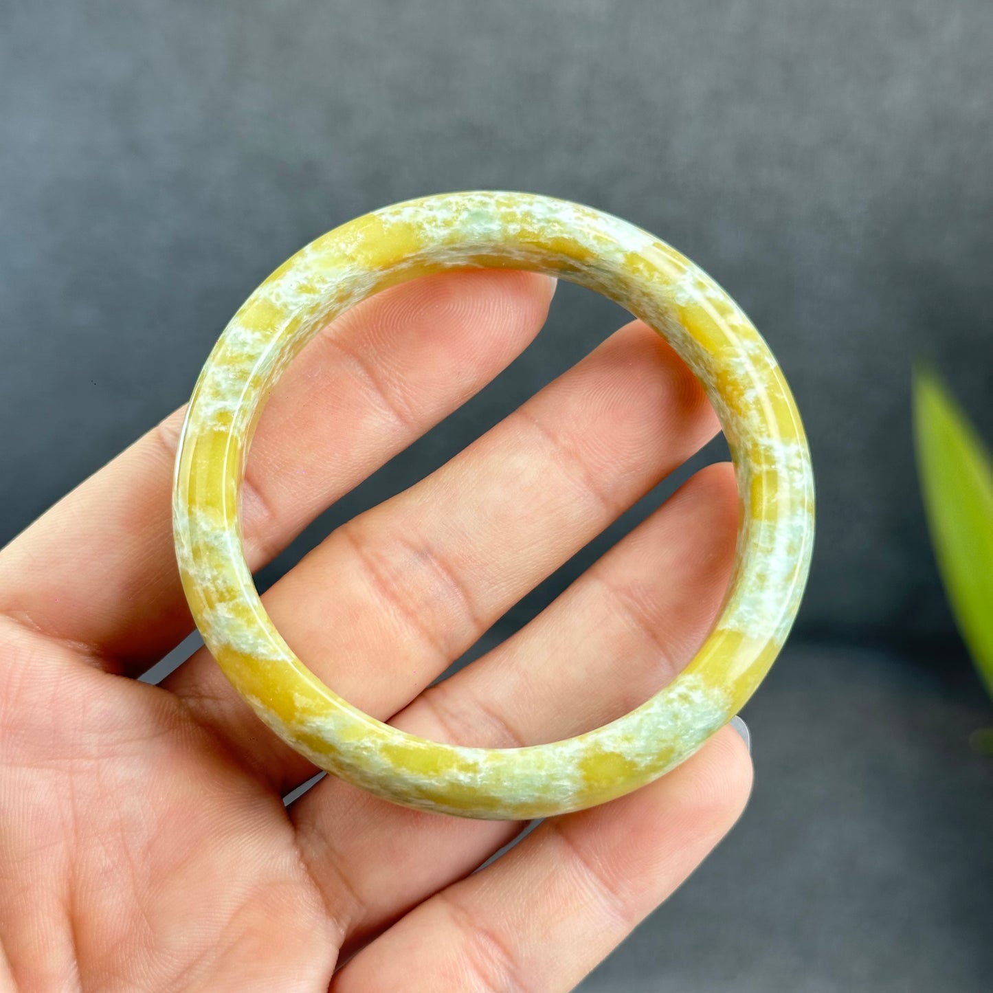 Natural Serpentine Bangle Leaf Style Size 54 mm