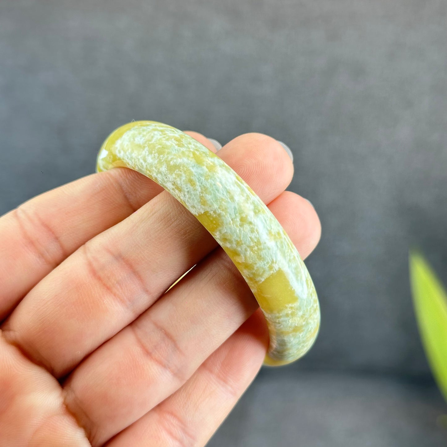 Natural Serpentine Bangle Leaf Style Size 54 mm