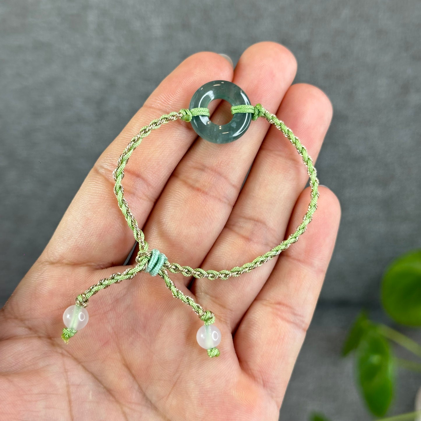 Dong Dieu Donut Water Green Natural Jadeite Jade Bracelet(Random Color Based on Availability)