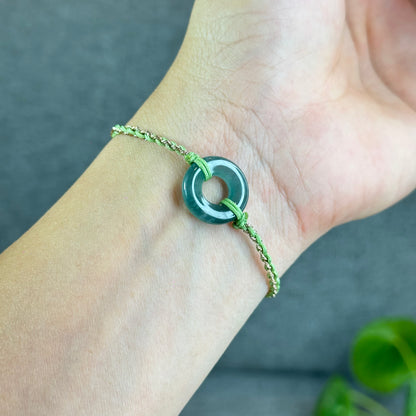 Dong Dieu Donut Water Green Natural Jadeite Jade Bracelet(Random Color Based on Availability)