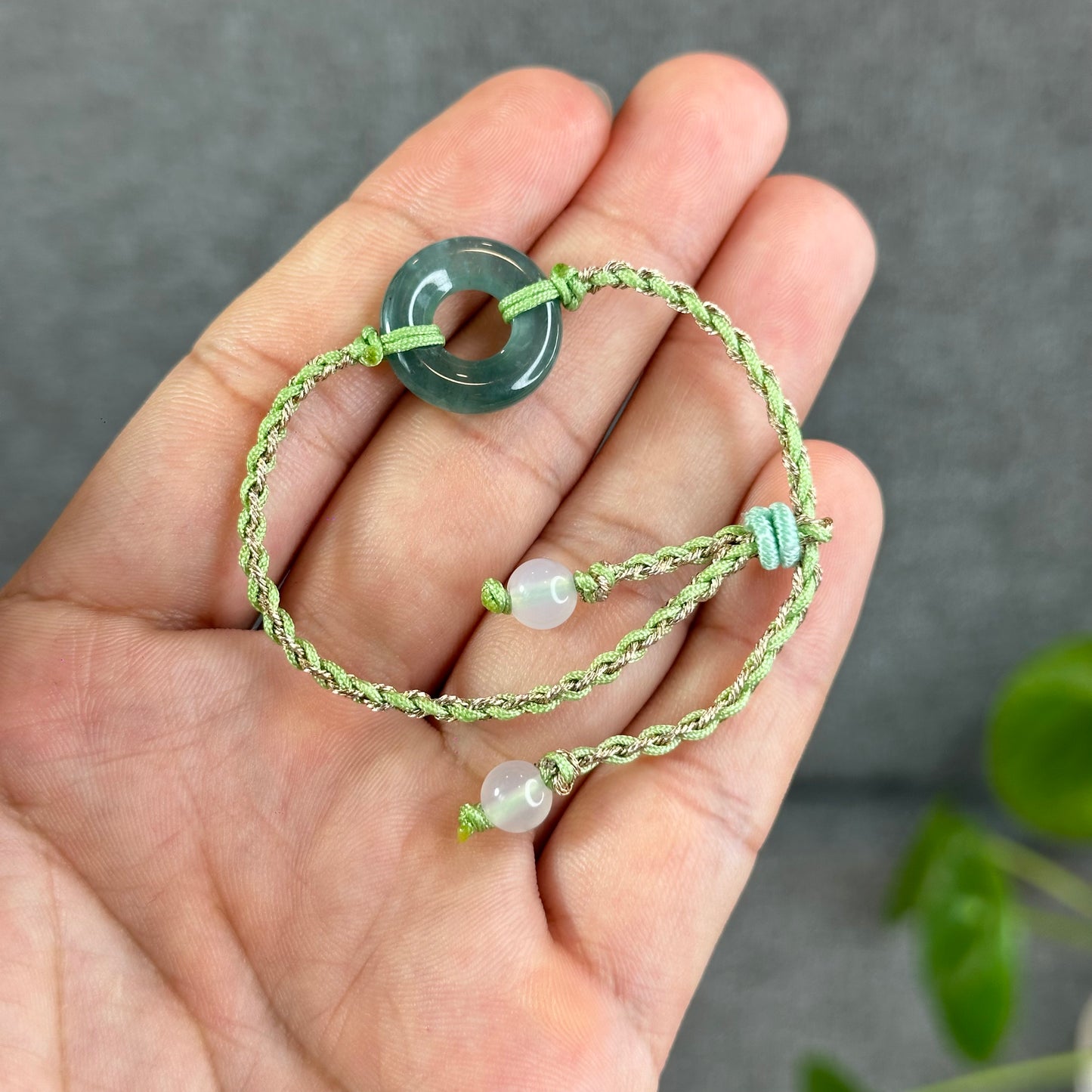 Dong Dieu Donut Water Green Natural Jadeite Jade Bracelet(Random Color Based on Availability)