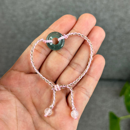 Dong Dieu Donut Water Green Natural Jadeite Jade Bracelet(Random Color Based on Availability)