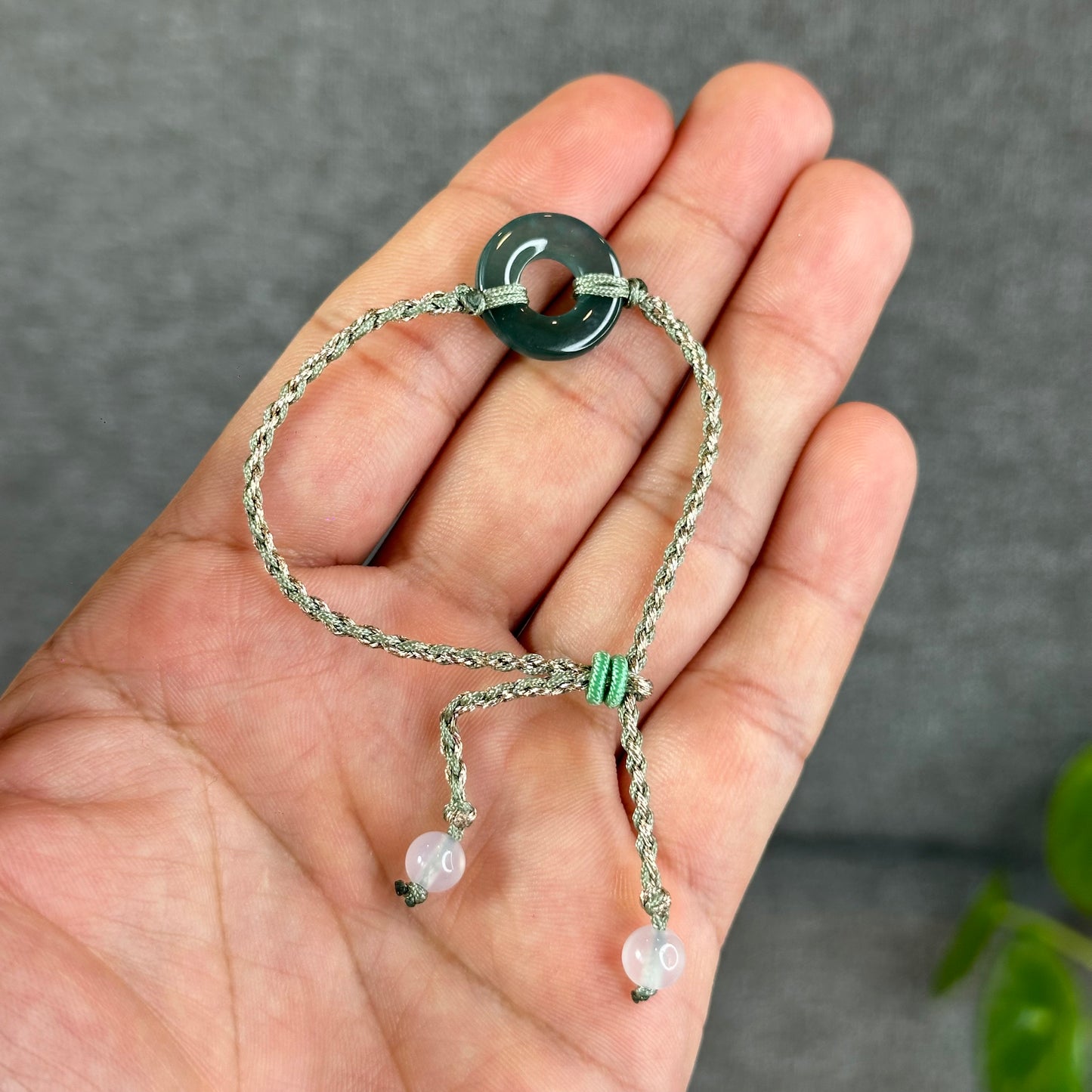 Dong Dieu Donut Water Green Natural Jadeite Jade Bracelet(Random Color Based on Availability)