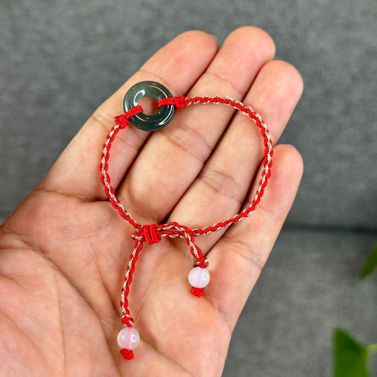 Dong Dieu Donut Water Green Natural Jadeite Jade Bracelet(Random Color Based on Availability)