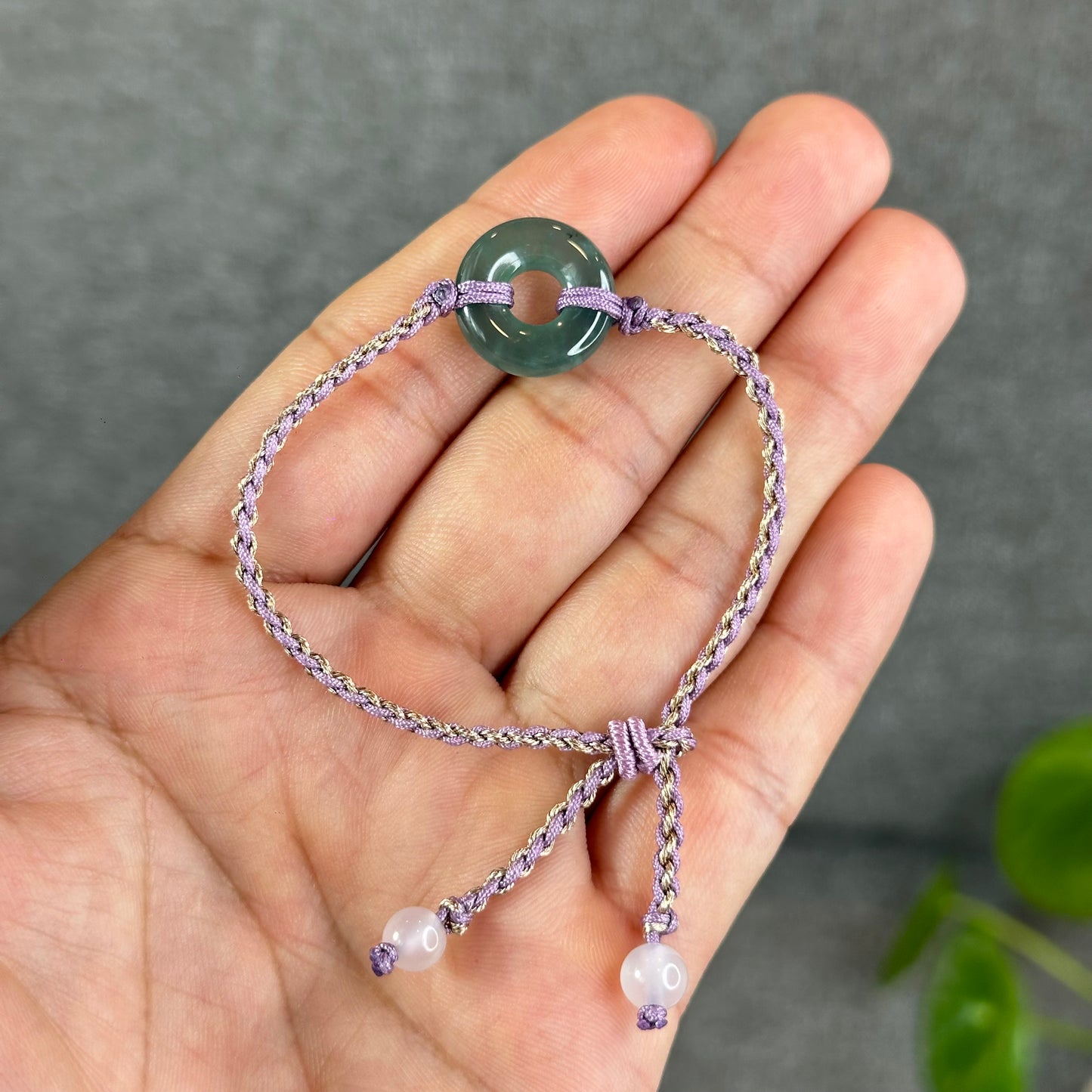 Dong Dieu Donut Water Green Natural Jadeite Jade Bracelet(Random Color Based on Availability)