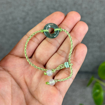 Dong Dieu Donut Water Green Natural Jadeite Jade Bracelet(Random Color Based on Availability)